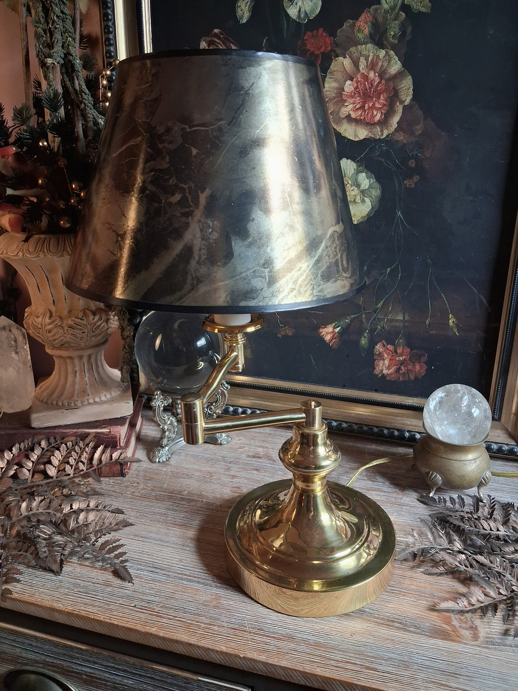Vintage Brass Bouillotte-Style Table Lamp