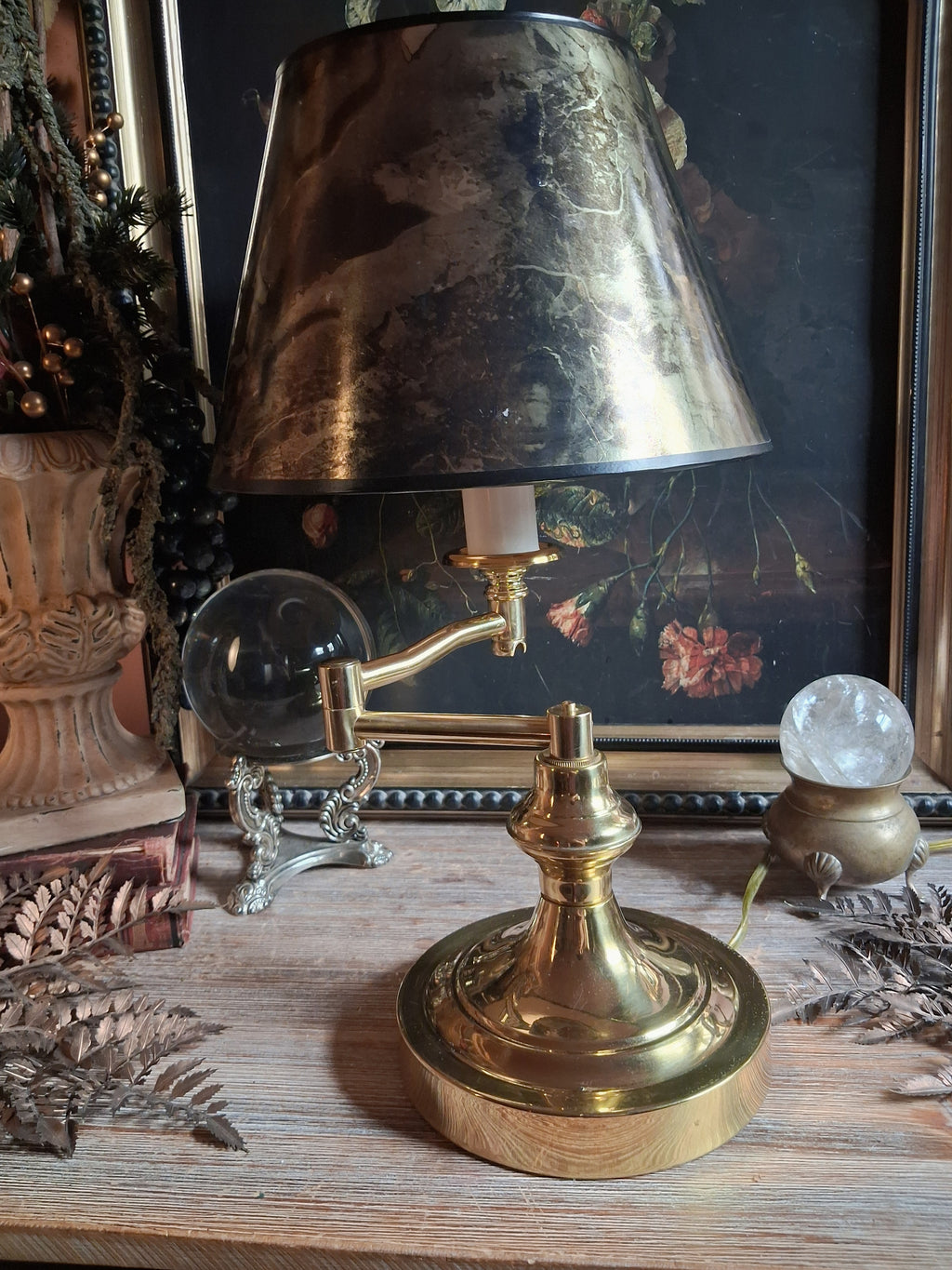 Vintage Brass Bouillotte-Style Table Lamp