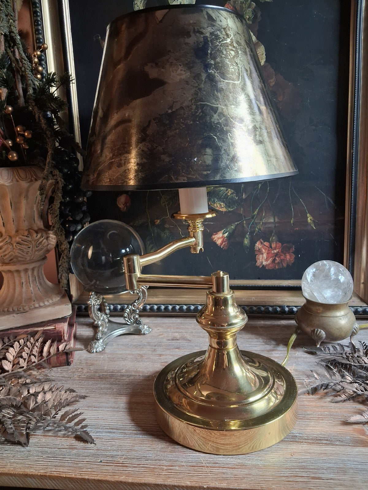 Vintage Brass Bouillotte-Style Table Lamp