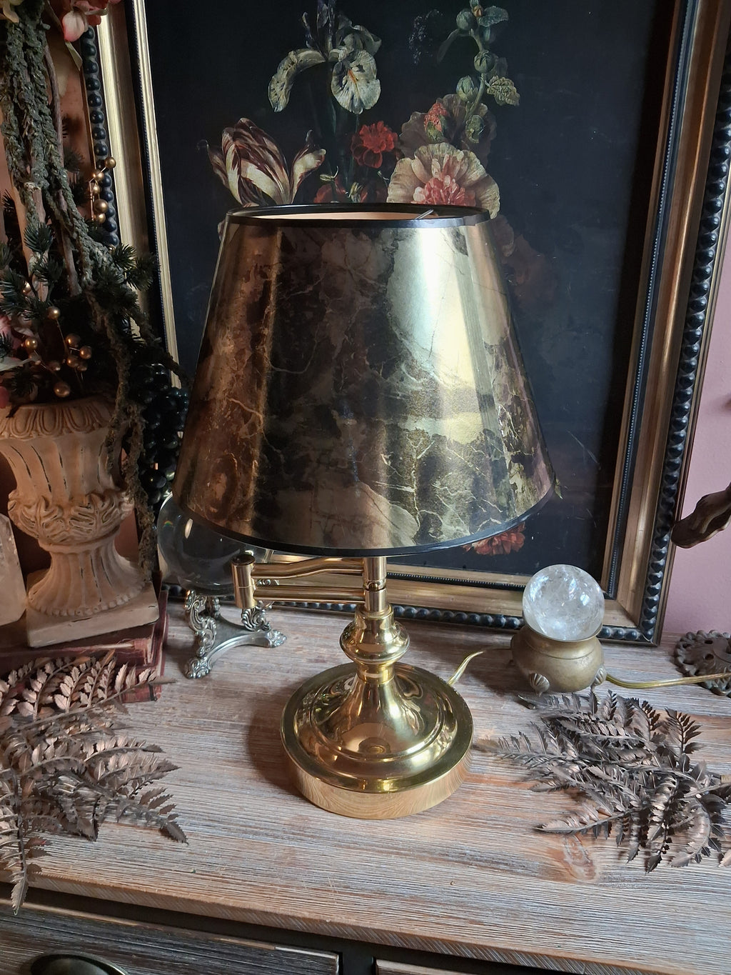 Vintage Brass Bouillotte-Style Table Lamp