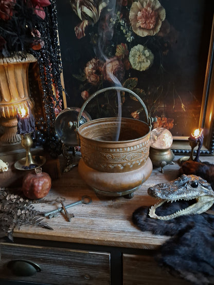 Large Antique Hammered Copper Cauldron