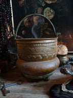 Large Antique Hammered Copper Cauldron