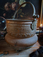 Large Antique Hammered Copper Cauldron