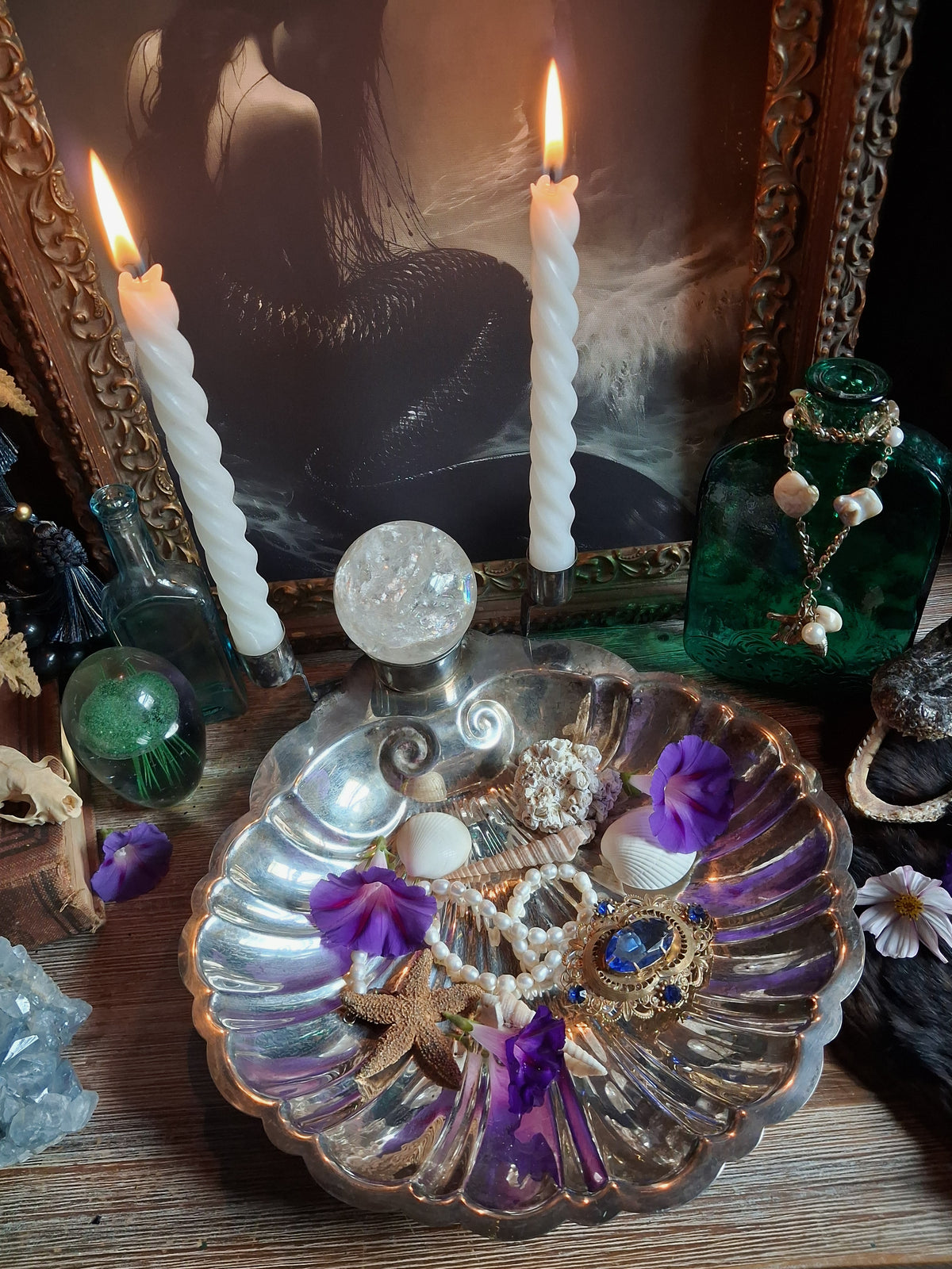 Vintage Silver Shell Offering Dish