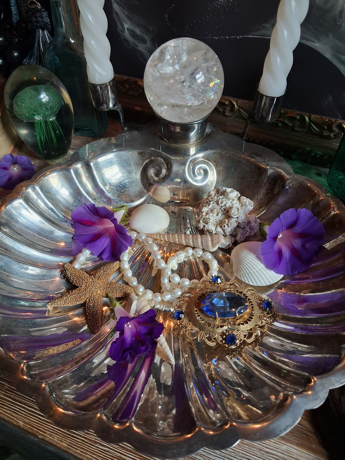 Vintage Silver Shell Offering Dish