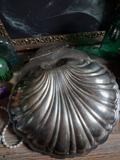 Vintage Silver Shell Offering Dish