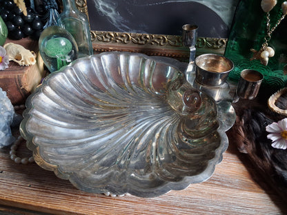 Vintage Silver Shell Offering Dish