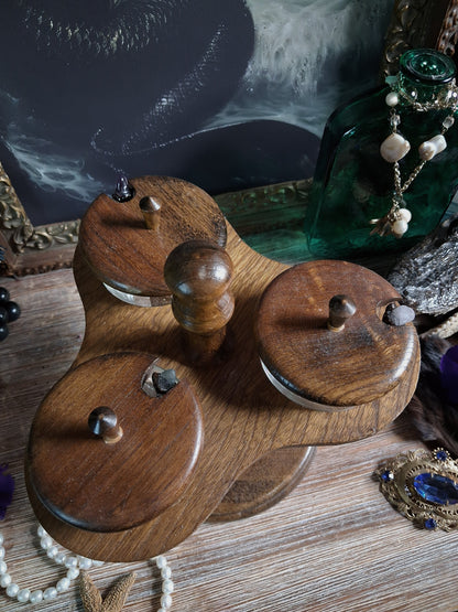 Vintage Wood Apothecary Jar Caddy
