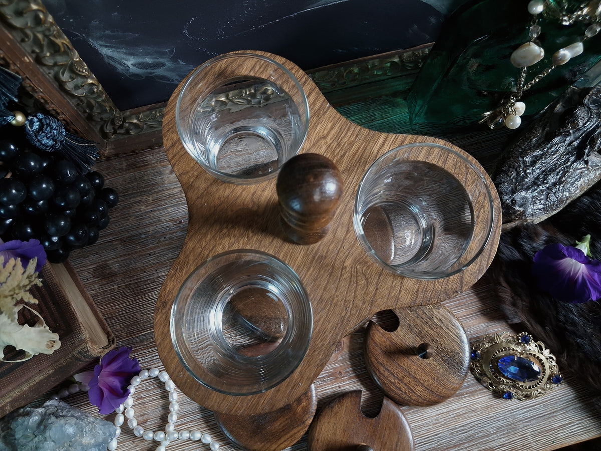 Vintage Wood Apothecary Jar Caddy