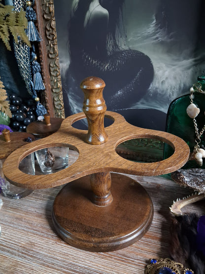 Vintage Wood Apothecary Jar Caddy