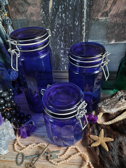 Vintage Cobalt Blue Glass Canister Set