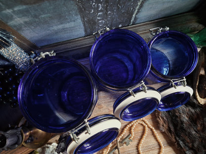Vintage Cobalt Blue Glass Canister Set