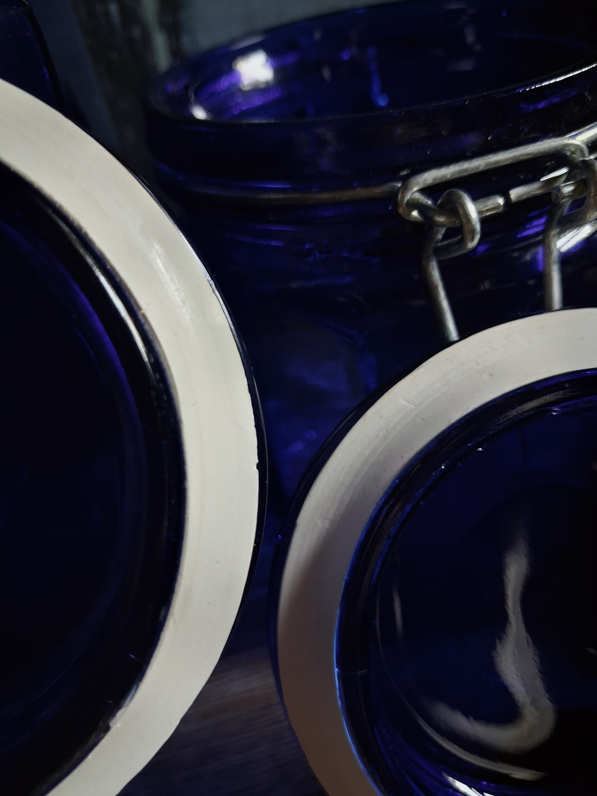 Vintage Cobalt Blue Glass Canister Set