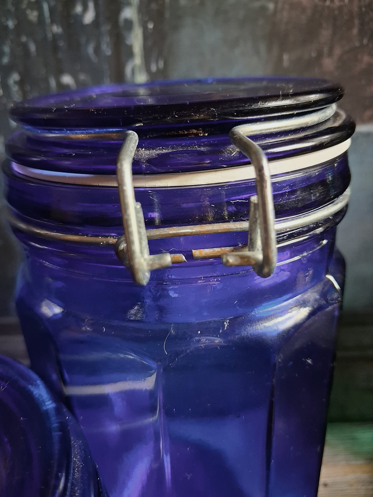 Vintage Cobalt Blue Glass Canister Set