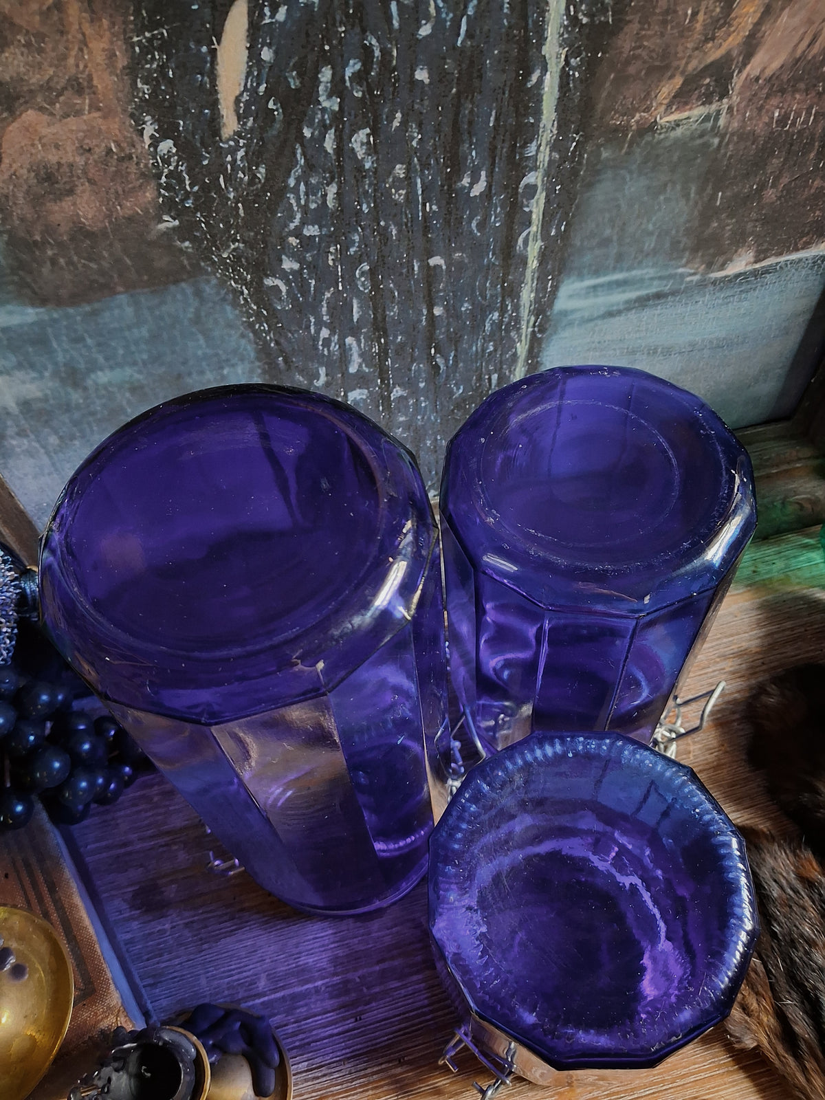 Vintage Cobalt Blue Glass Canister Set