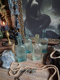 Antique Aqua Glass Castoria Medicine Bottles — Set of 4