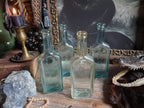 Antique Aqua Glass Castoria Medicine Bottles — Set of 4