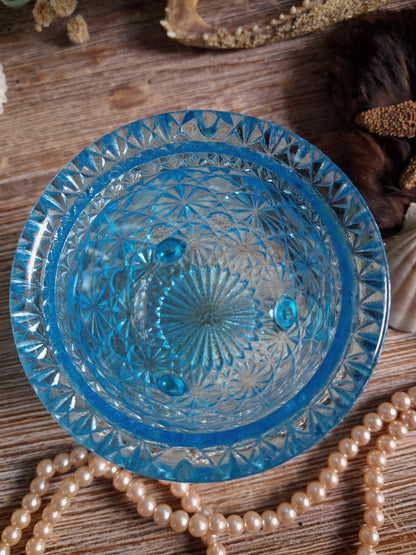 Vintage Aqua Blue Glass Cauldron