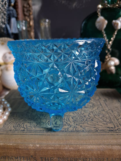 Vintage Aqua Blue Glass Cauldron