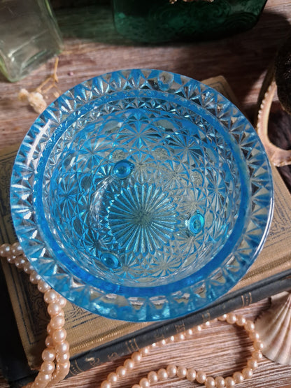Vintage Aqua Blue Glass Cauldron
