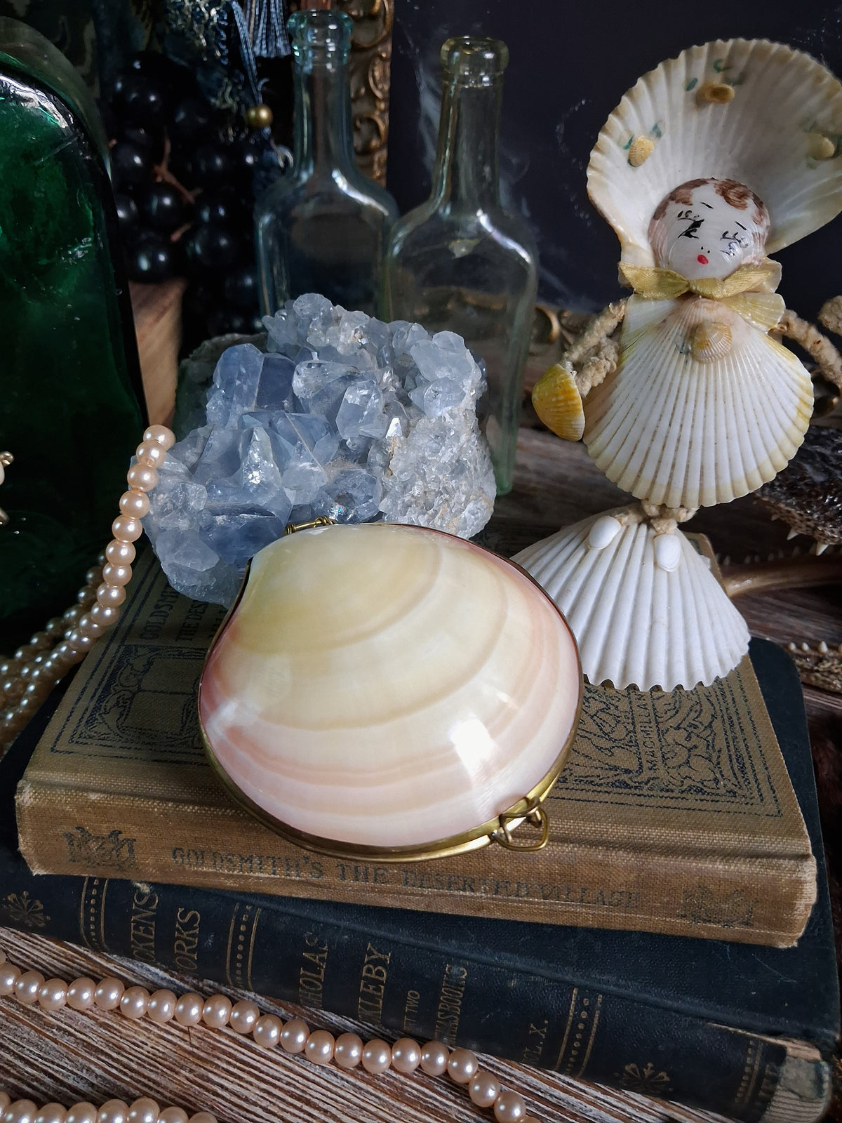 Vintage Hinged Natural Seashell Trinket Box