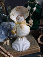 Circa 1920s Antique Seashell Lady Folk Art Figurine