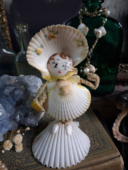 Circa 1920s Antique Seashell Lady Folk Art Figurine