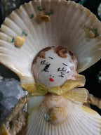 Circa 1920s Antique Seashell Lady Folk Art Figurine