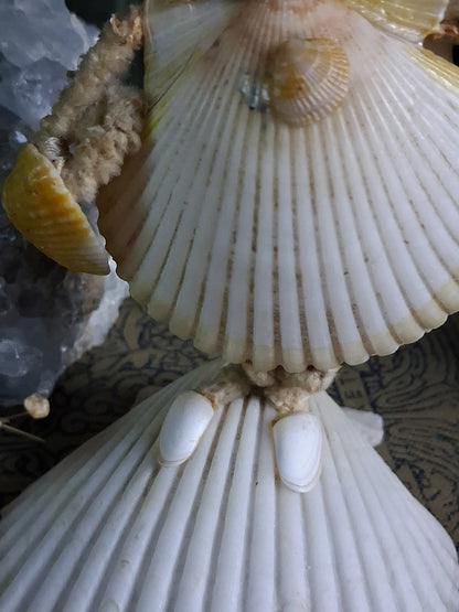 Circa 1920s Antique Seashell Lady Folk Art Figurine