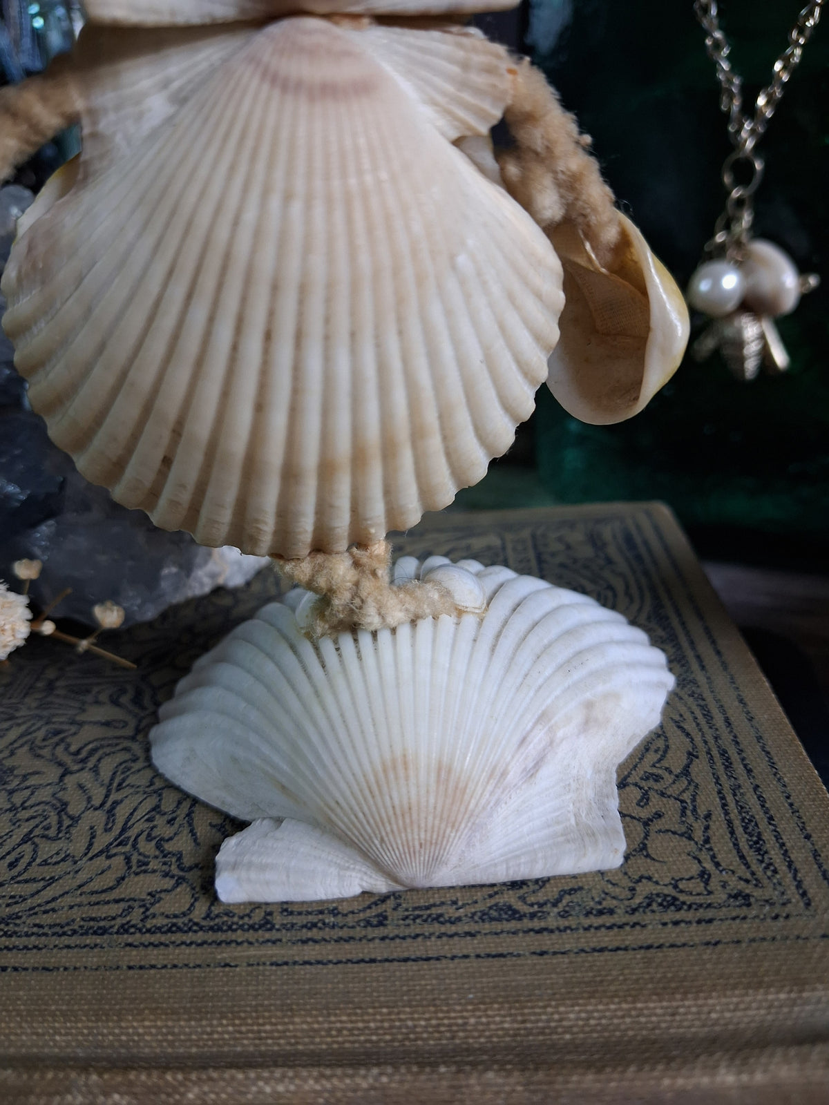 Circa 1920s Antique Seashell Lady Folk Art Figurine