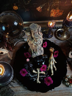 Vintage Black Glass Altar & Offering Tray