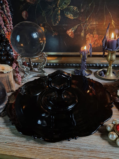 Vintage Black Glass Altar & Offering Tray