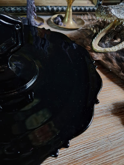 Vintage Black Glass Altar & Offering Tray