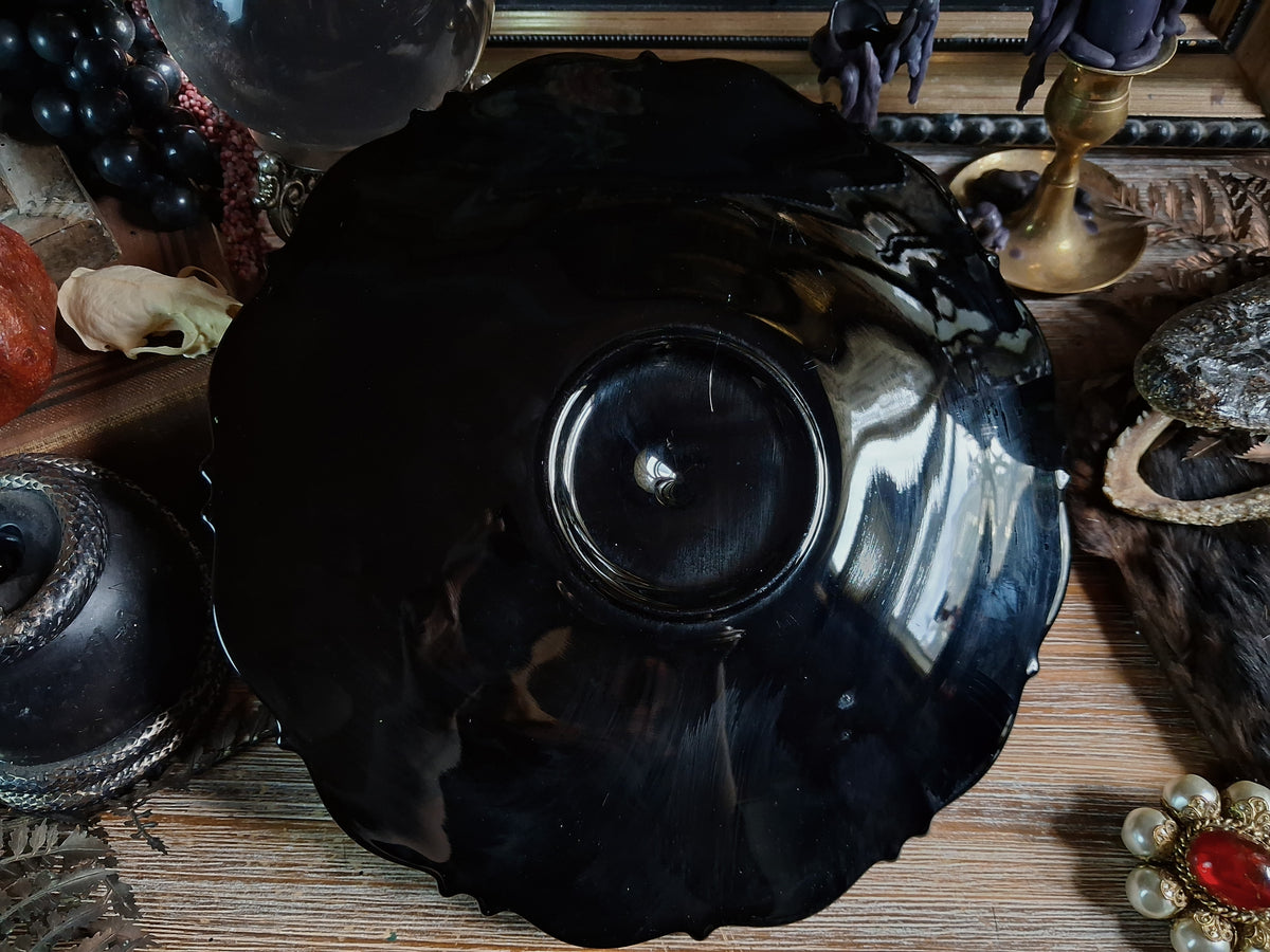 Vintage Black Glass Altar & Offering Tray