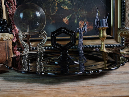 Vintage Black Glass Altar & Offering Tray