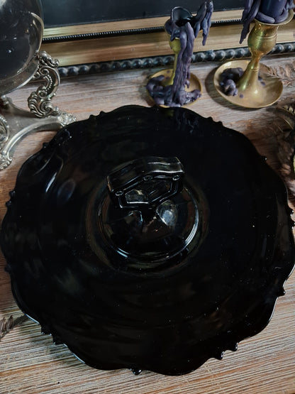 Vintage Black Glass Altar & Offering Tray