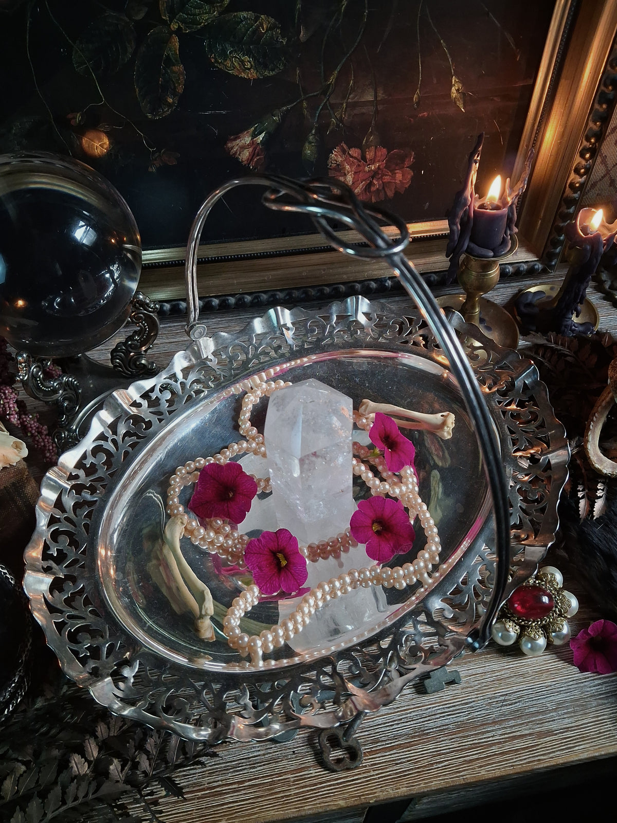 Vintage Silver Plate Filigree Offering Basket