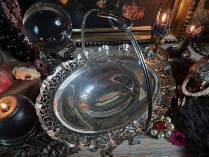 Vintage Silver Plate Filigree Offering Basket