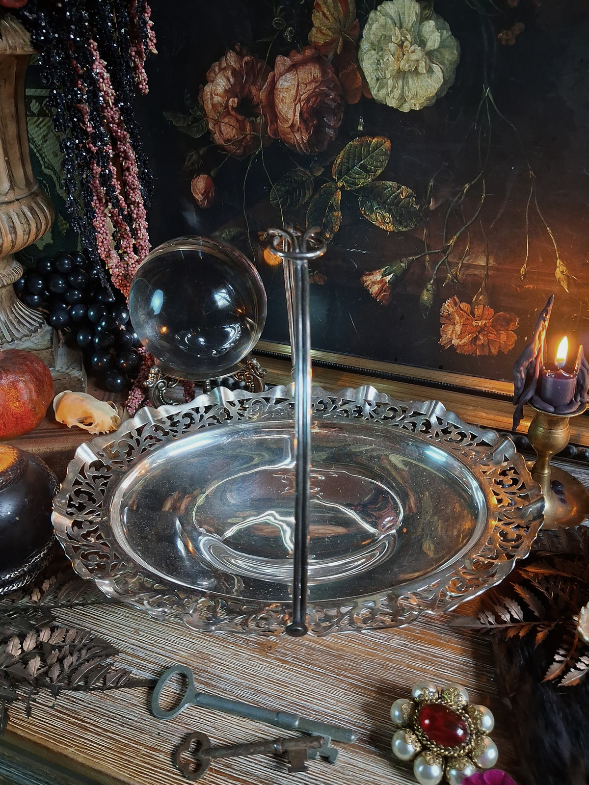 Vintage Silver Plate Filigree Offering Basket