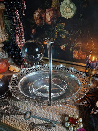 Vintage Silver Plate Filigree Offering Basket