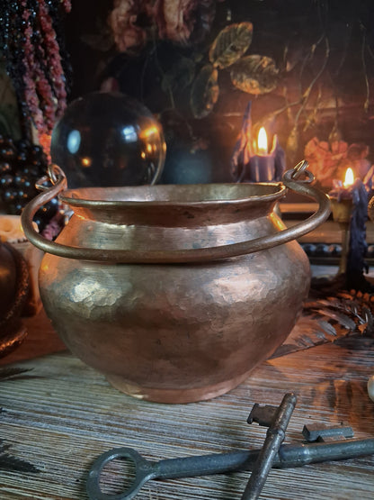 Vintage Hammered Copper Cauldron