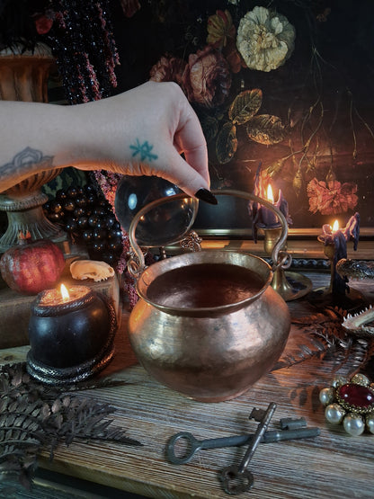 Vintage Hammered Copper Cauldron