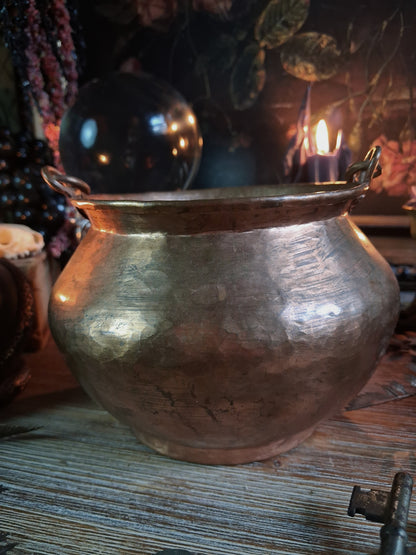 Vintage Hammered Copper Cauldron