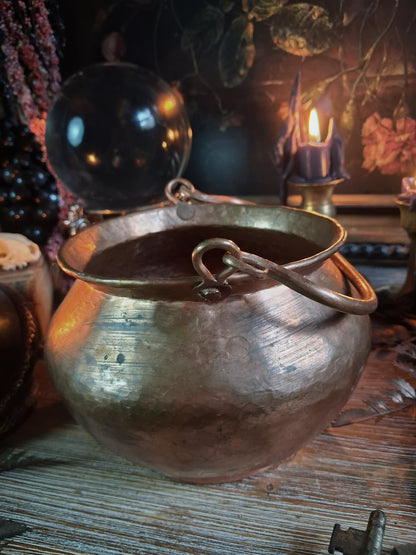 Vintage Hammered Copper Cauldron
