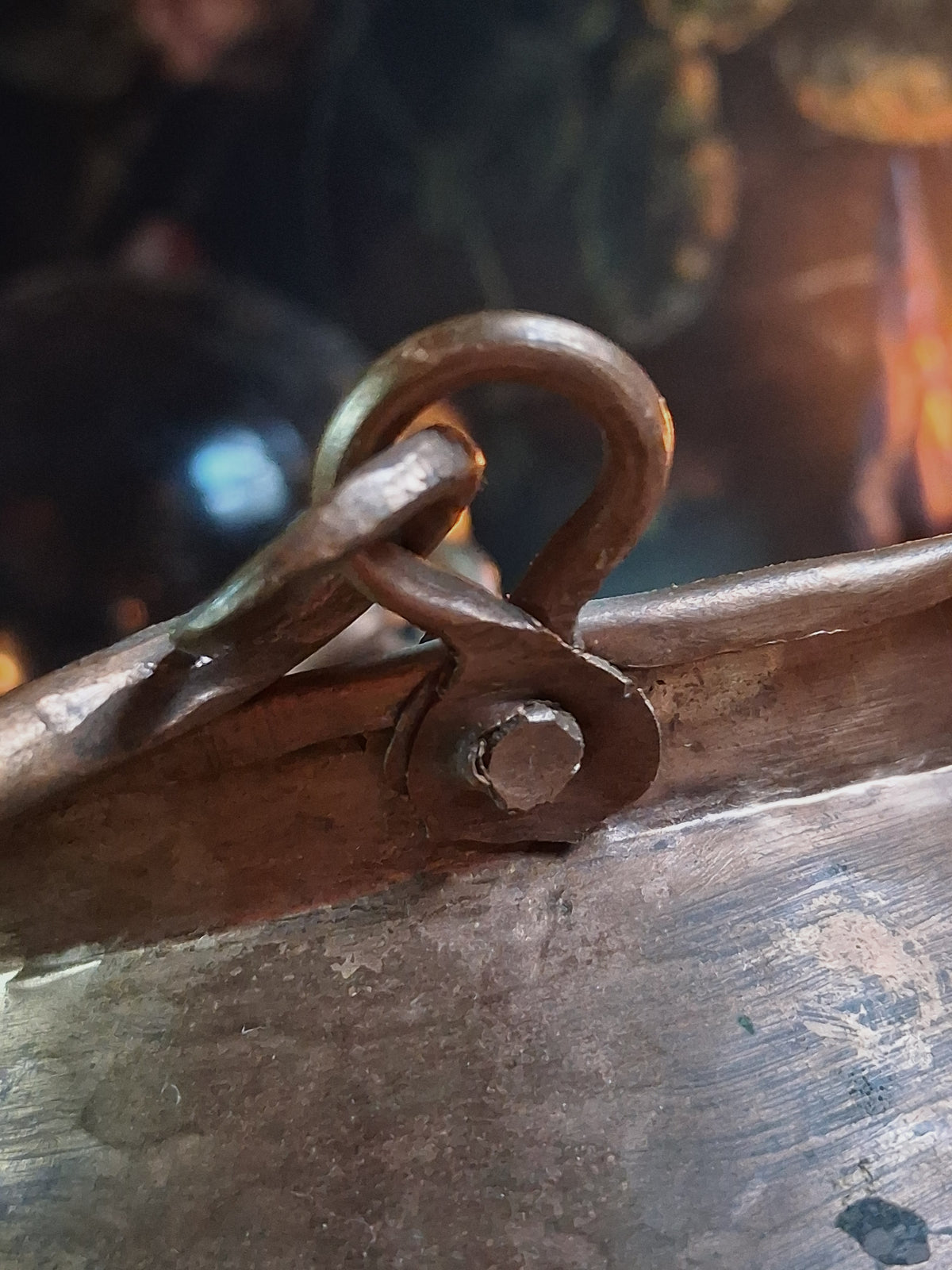 Vintage Hammered Copper Cauldron
