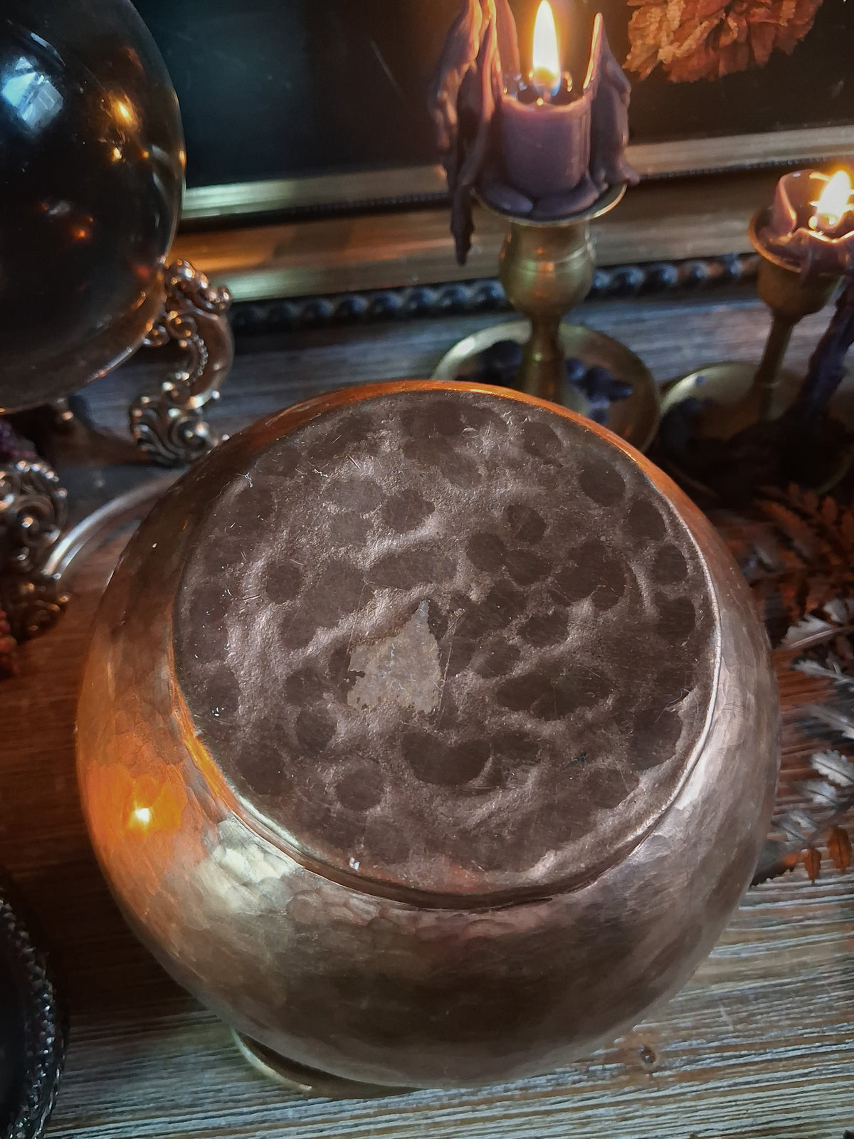 Vintage Hammered Copper Cauldron