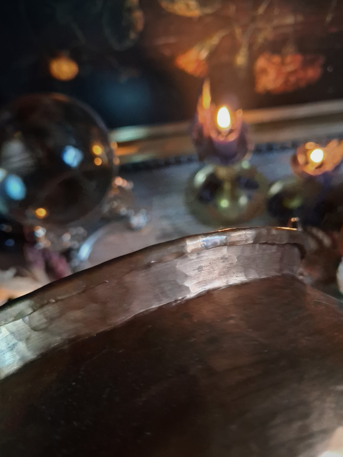 Vintage Hammered Copper Cauldron