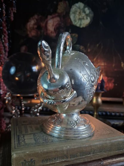 Vintage Kimiko Silverplate Mini Cauldron & Scoop