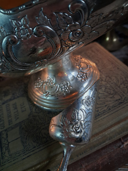 Vintage Kimiko Silverplate Mini Cauldron & Scoop