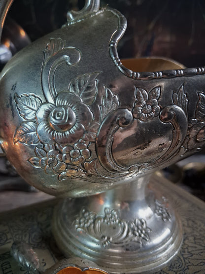 Vintage Kimiko Silverplate Mini Cauldron & Scoop